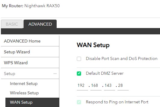 RAX50 DMZ server